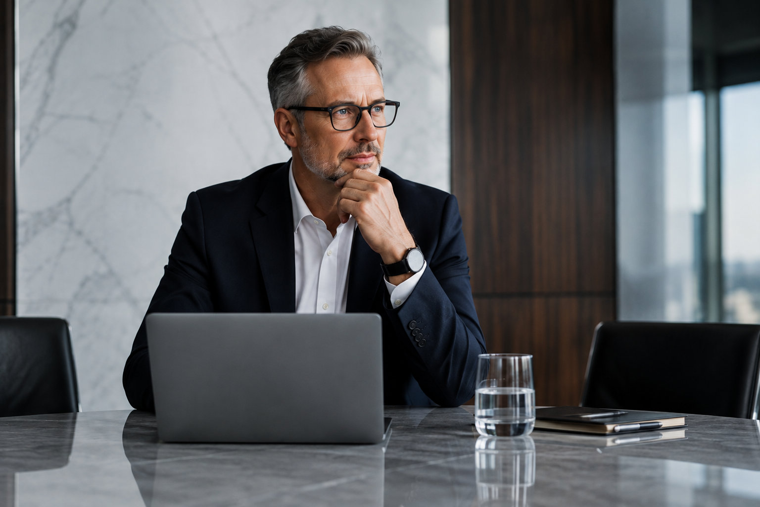 Senior executive preparing for interview