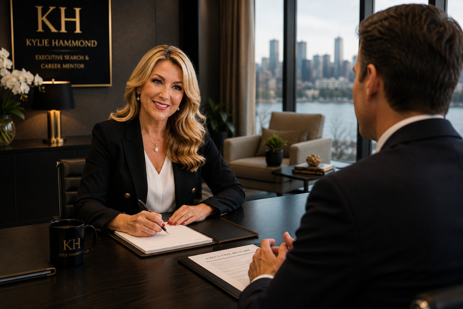 Kylie Hammond in an executive career coaching session reviewing an executive resume