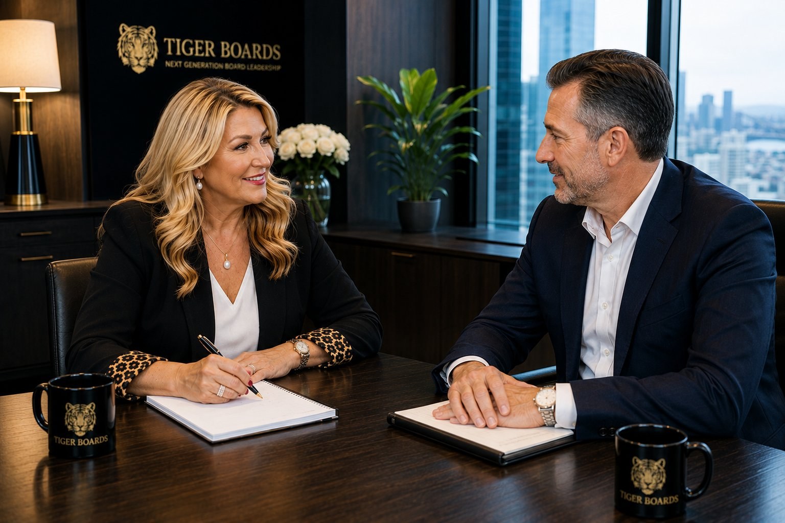 Kylie Hammond in a confidential executive career consultation with a senior leader