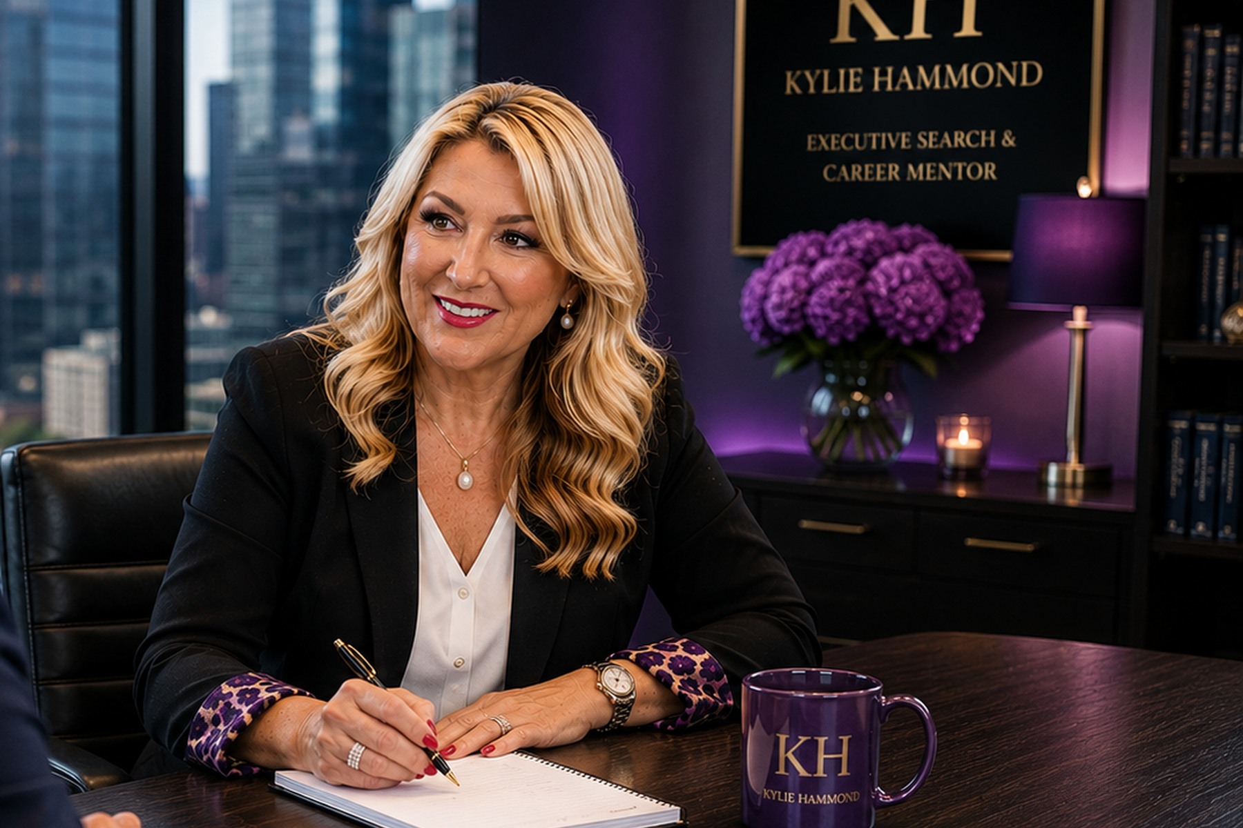 Purple-hued executive leadership setting — Kylie Hammond Executive Coaching