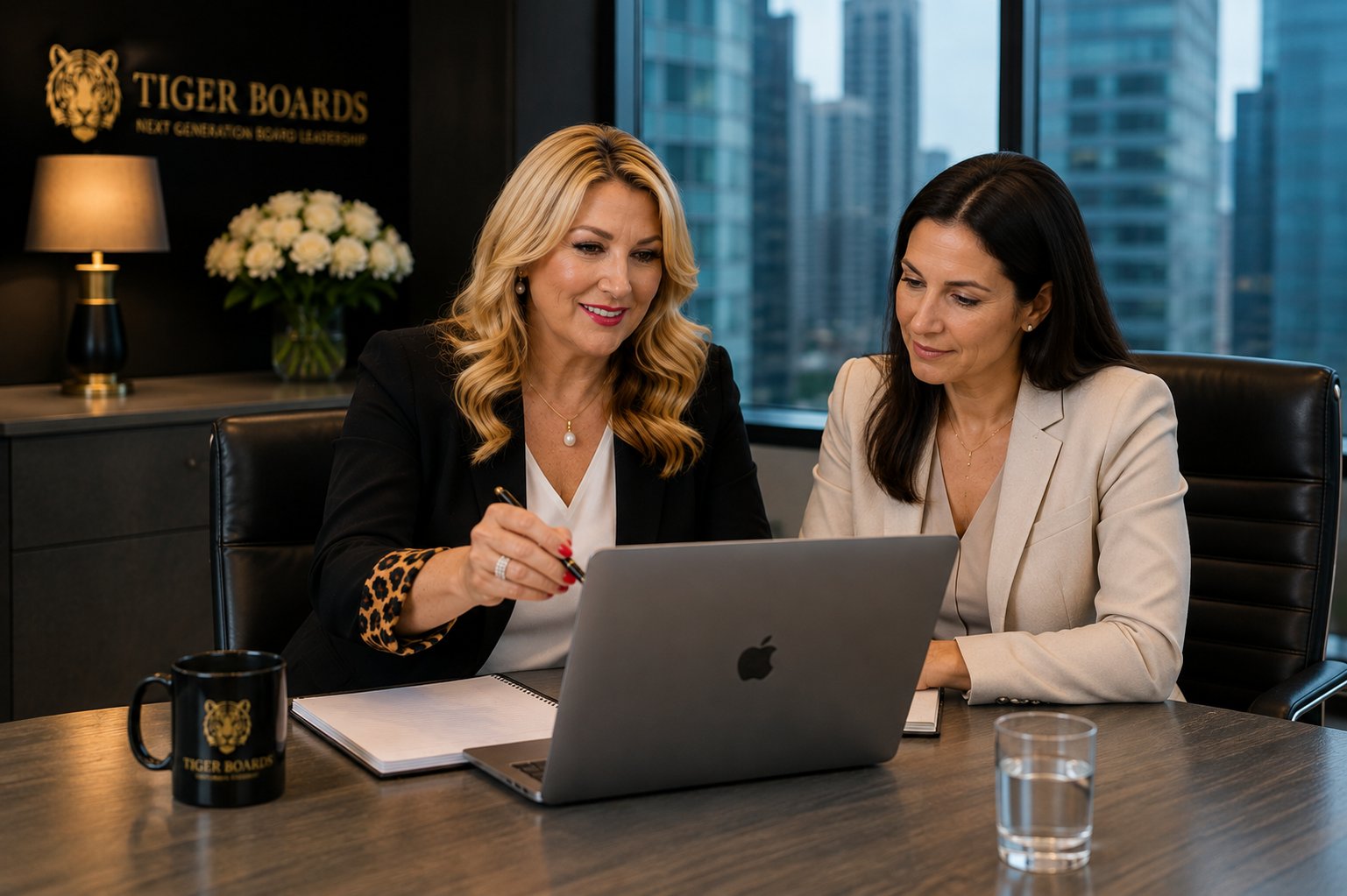 CEO mentoring session reviewing work together